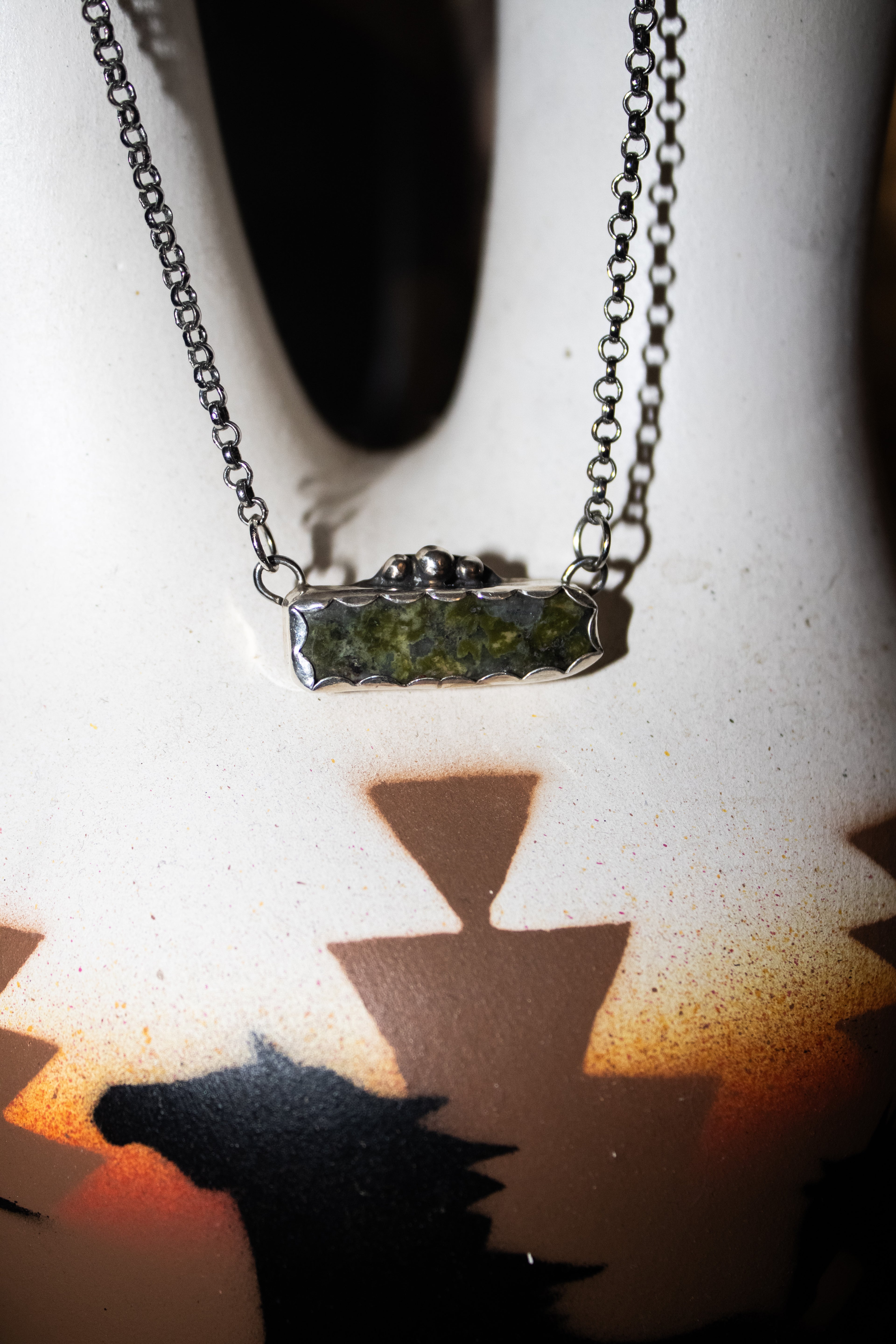 Unakite Jasper Bar Necklace