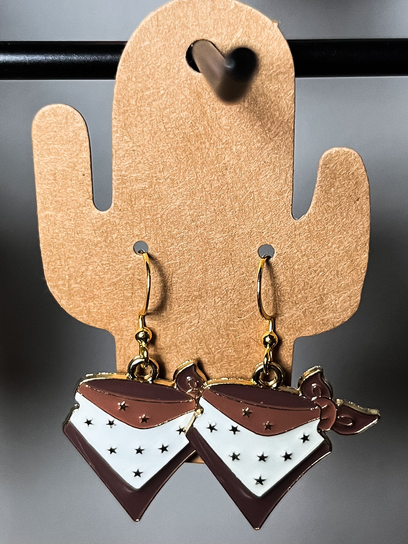 Brown & Gold Bandana Earrings