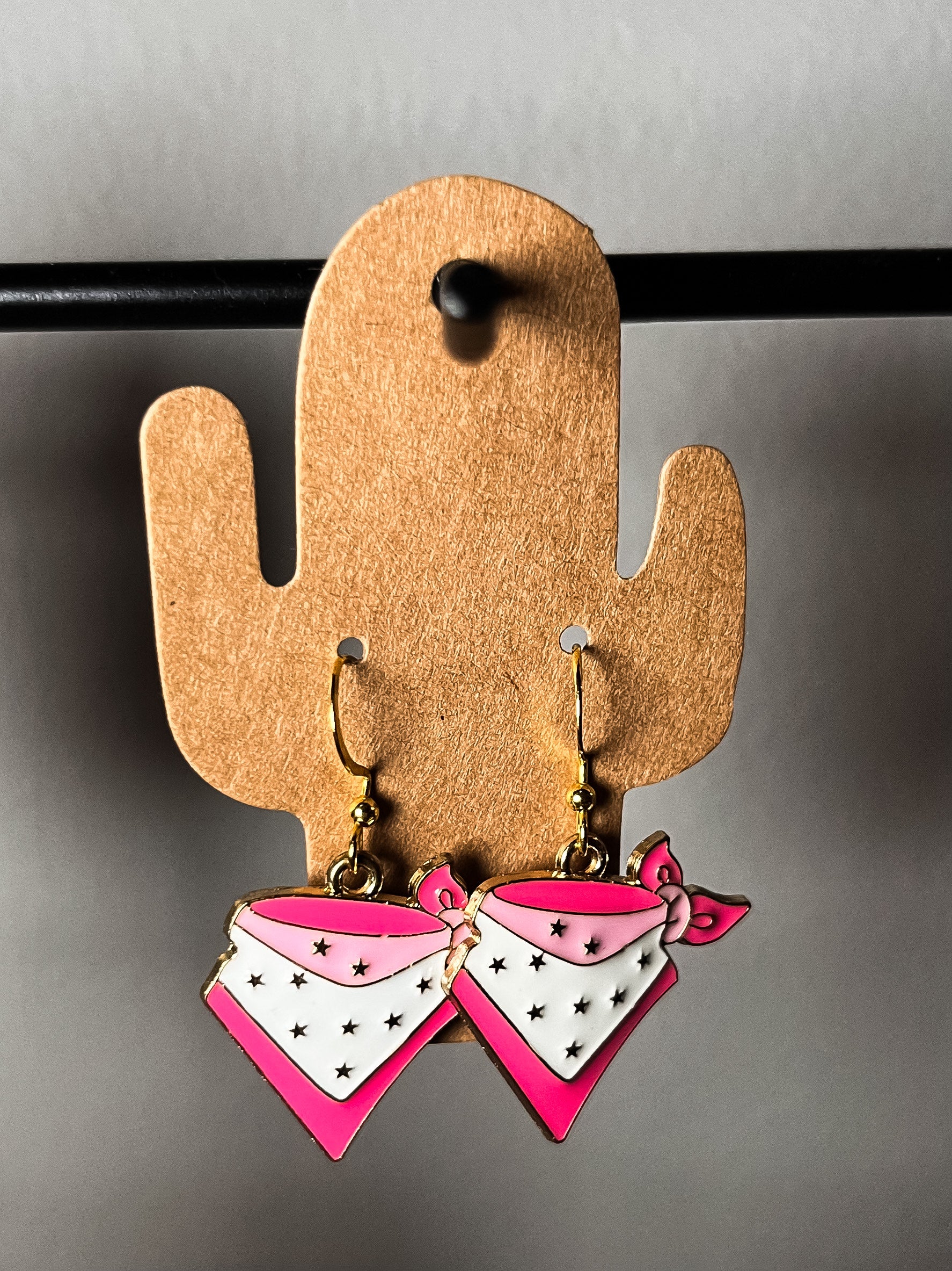 Pink & Gold Bandana Earrings